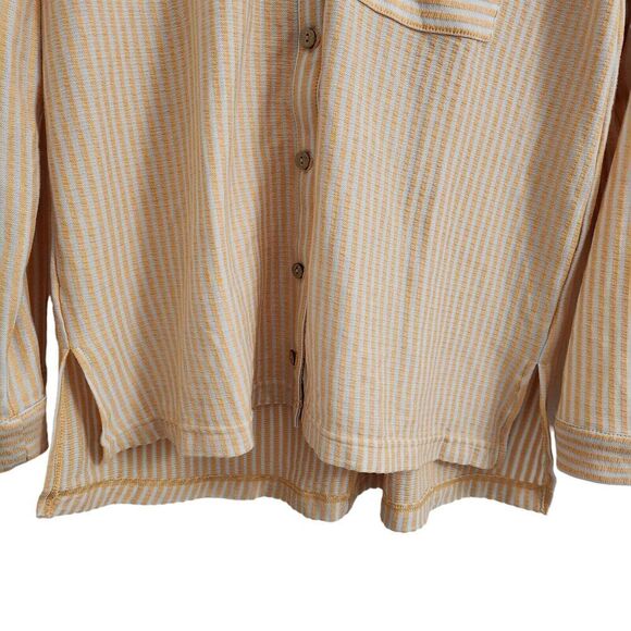 Free People Beach Better Days Top XS Orange Striped Boho Button-Up Oversized - Picture 4 of 10